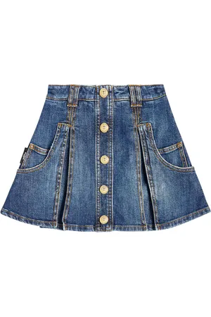 Balmain Pleated denim skirt