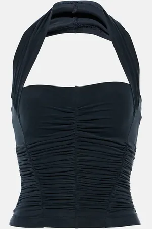 KNWLS Petrol ruched halterneck top