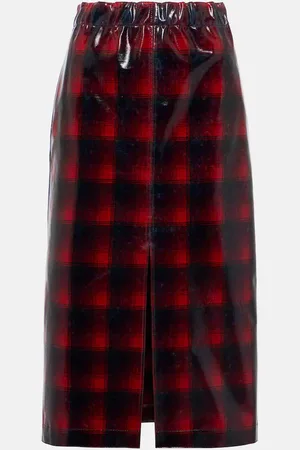Maison Margiela Checked coated wool midi skirt