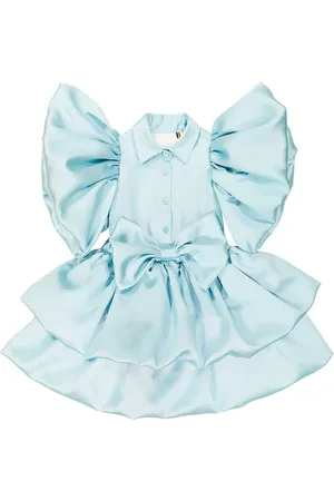CAROLINE BOSMANS Gloss bow-detail ruffled dress
