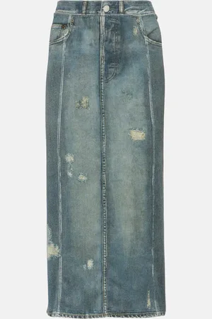 Acne Studios Mid-rise printed denim midi skirt