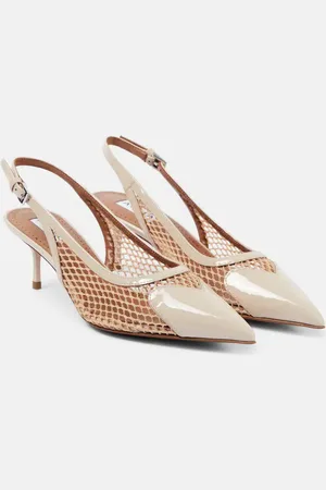 Alaïa AlaÃ¯a Le CÅur fishnet leather slingback pumps