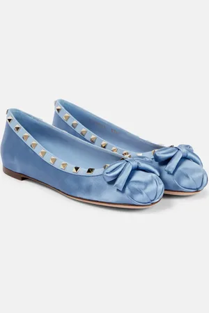 VALENTINO GARAVANI Rockstud satin ballet flats