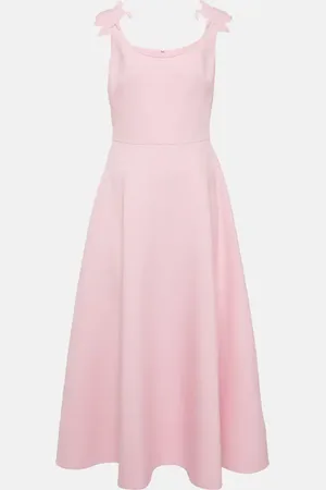 VALENTINO Floral-appliquÃ© wool and silk midi dress