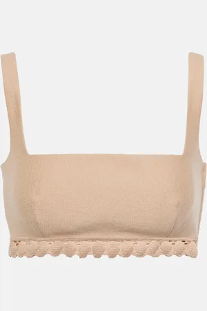 VALENTINO Scalloped cotton-blend bra top