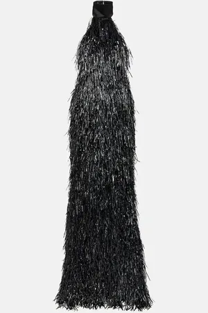 LAQUAN SMITH Tinsel halterneck gown