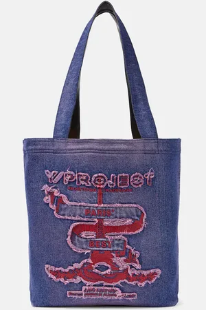 Y/Project Wire denim-printed lambskin shoulder bag - Blue