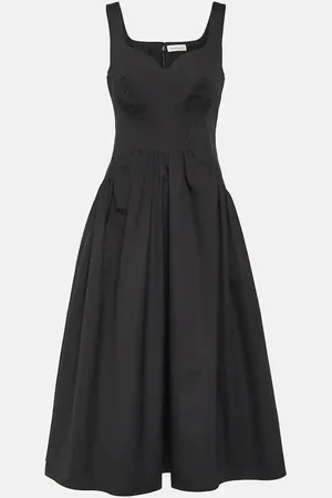 Alexander McQueen Sweetheart-neck cotton midi dress