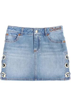 Chloé ChloÃ© Kids Lace-detail denim skirt