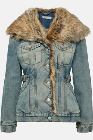 Acne Studios Faux fur-trimmed denim jacket