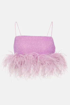 Oseree OsÃ©ree LumiÃ¨re Plumage feather-trimmed bra top