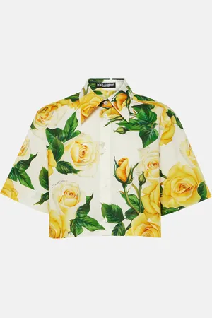 Dolce & Gabbana Floral cropped cotton poplin shirt