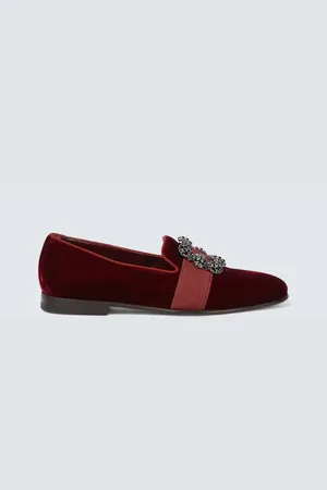 Manolo Blahnik Carlton embellished velvet loafers