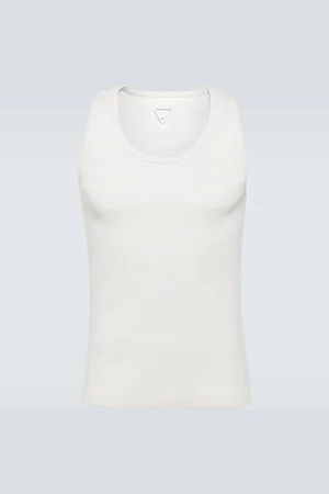 Bottega Veneta Ribbed-knit cotton-blend jersey tank top