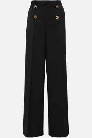 VERSACE High-rise wool-blend wide-leg pants