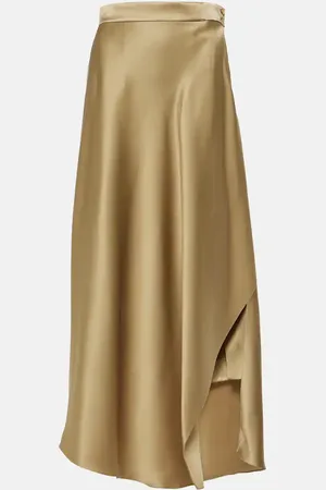 Loro Piana Alin asymmetric silk maxi skirt