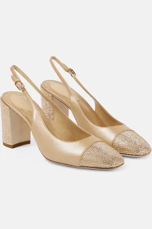 RENE CAOVILLA Kristen embellished leather slingback pumps