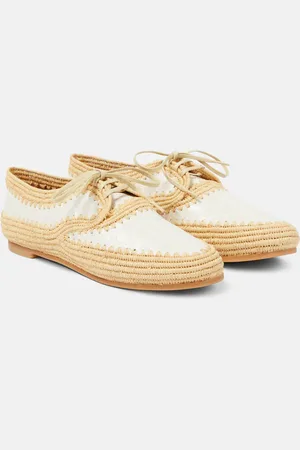 Robert Clergerie Idana leather-trimmed straw brogues