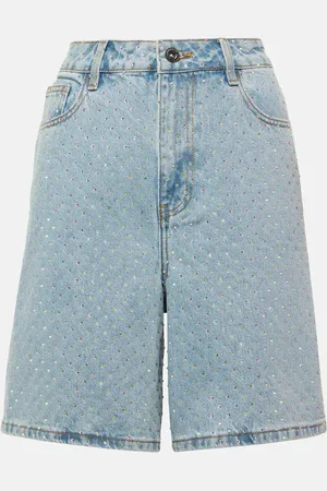 Self-Portrait Embellished denim shorts