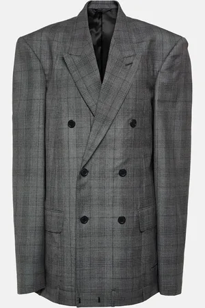 Balenciaga Checked double-breasted wool blazer