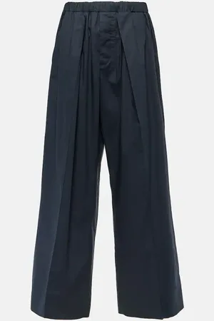 Plan C Pleated cotton wide-leg pants
