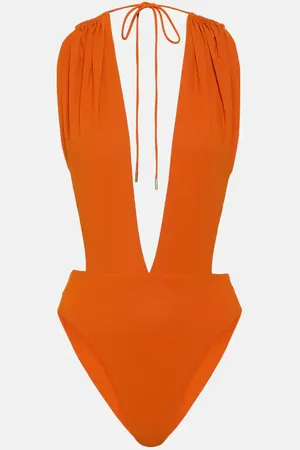 Saint Laurent Cutout halterneck swimsuit