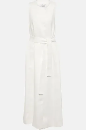 Max Mara Aureo linen twill midi wrap dress