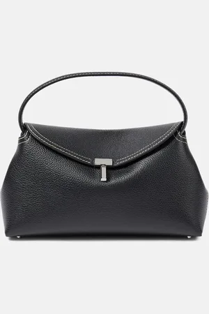 Totême Scoop Palmellata Leather Shoulder Bag in Black