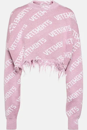 Vetements Logo cropped lamÃ© sweater