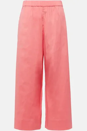 Eolie drawstring cotton and linen pants in green - Max Mara