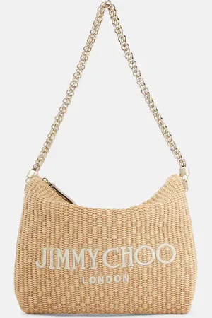 Jimmy Choo Callie logo raffia shoulder bag