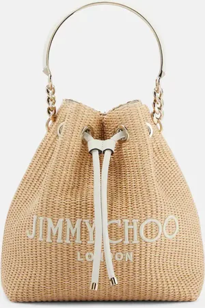 Jimmy Choo Bon Bon Small raffia bucket bag