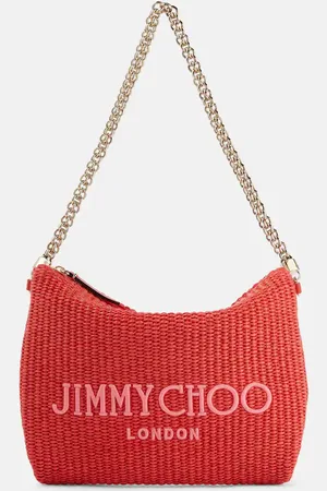 Jimmy Choo Callie logo raffia shoulder bag
