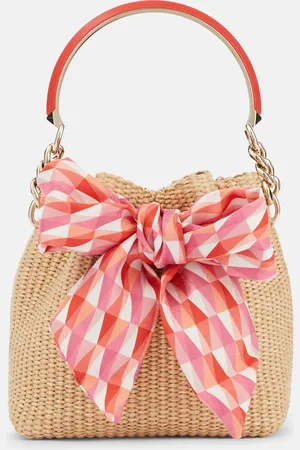 Jimmy Choo Bon Bon Small raffia bucket bag