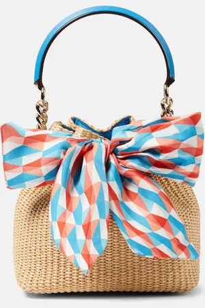 Jimmy Choo Bon Bon Small raffia bucket bag