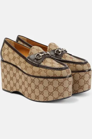 Gucci Horsebit GG canvas platform loafers