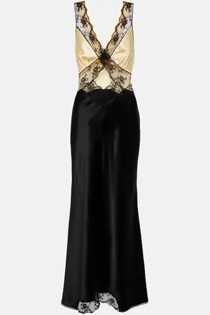 SIR Aries lace-trimmed cutout silk maxi dress