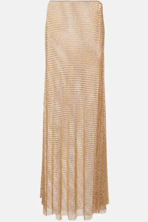 Self-Portrait Crystal-embellished mesh maxi skirt