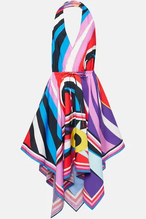 Puccini Cigni halterneck cotton midi dress