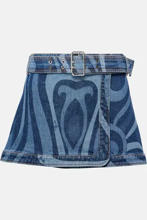 Puccini Marmo denim wrap skirt