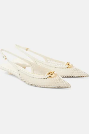 VALENTINO GARAVANI VLogo mesh and leather slingback flats
