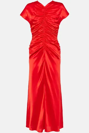 TOVE Aubree ruched silk midi dress