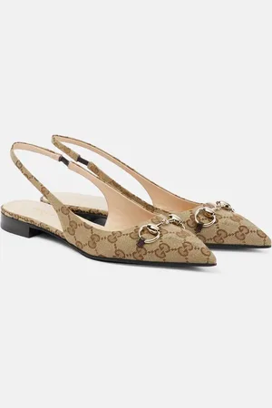 Gucci Horsebit GG canvas slingback flats