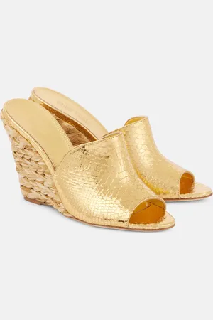 PARIS TEXAS Deia 100 leather-trimmed espadrille wedges