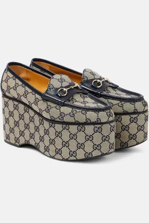Gucci Horsebit GG canvas platform loafers