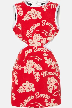 Marine Serre Floral open-back jacquard minidress