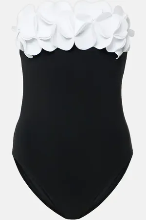 Karla Colletto Tess floral-appliquÃ© strapless swimsuit