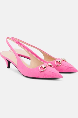 Gucci Horsebit GG canvas slingback pumps