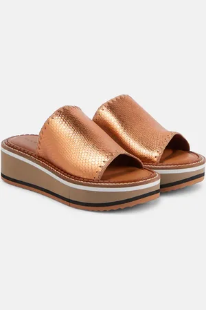 Robert Clergerie Fast snake-effect leather platform slides
