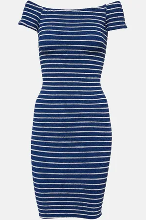 Hunza G Grace striped off-shoulder midi dress